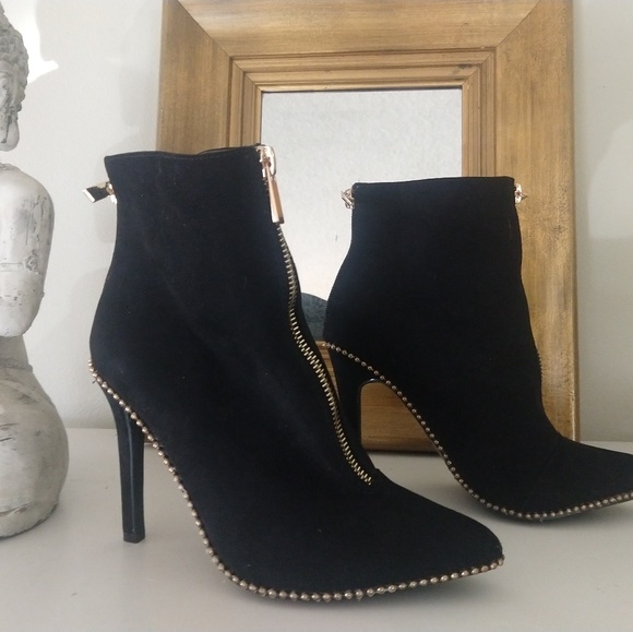 Black heels booties golden zipper and pearls - Picture 5 of 6